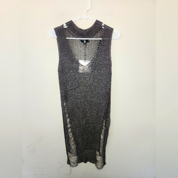Nwt missguided distressed tab neck sleeveless gunmetal tank size us 6 - Picture 1 of 5